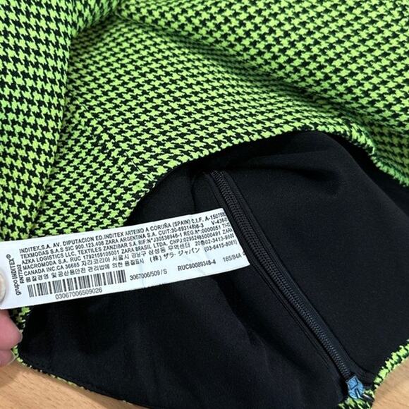 Zara Houndstooth Neon Green Corset Bustier Crop Top Size small - Picture 9 of 12